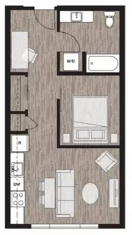 OC | Open One Bedroom 419 floor plan